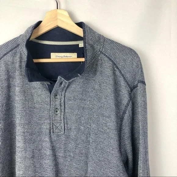 NEW Tommy Bahama Denim Blue 4 Button Pullover Sweater M